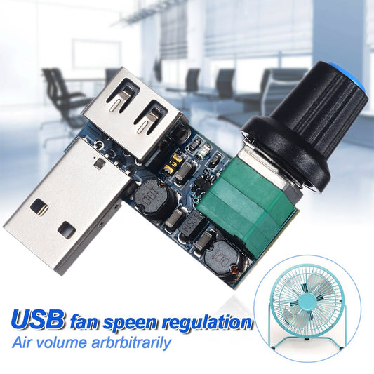 5v to 12v stepless speed regulator, speed change module fan male female volume governor usb adapter
