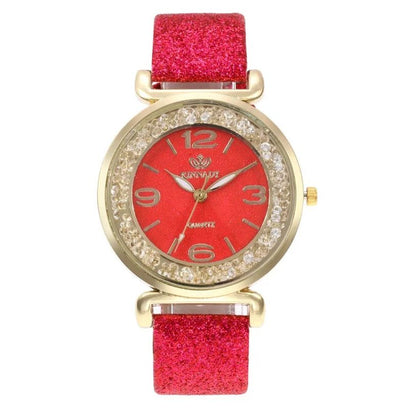 new trend ball dial quartz watch fashionable temperament starry sky flash powder belt ladies  watch