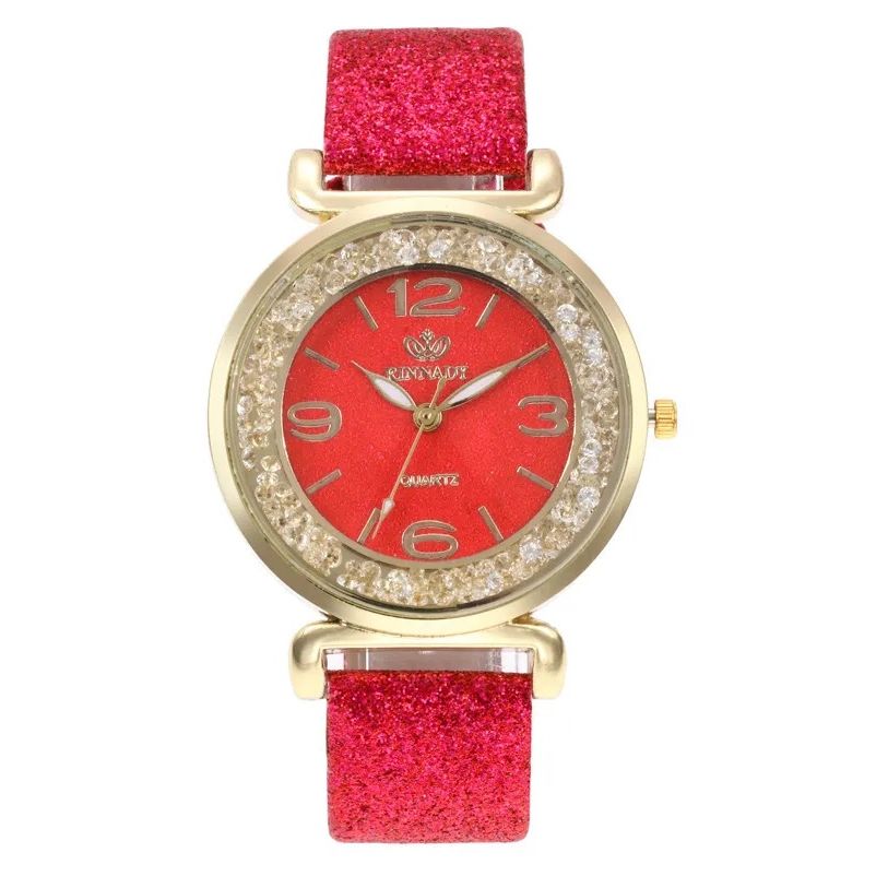 new trend ball dial quartz watch fashionable temperament starry sky flash powder belt ladies  watch