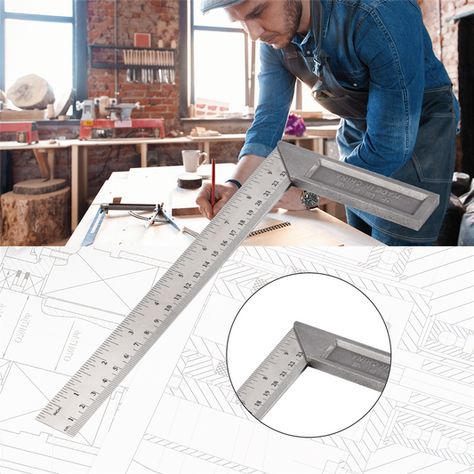 90 Degree 25cm Length Stainless Steel L-Square Angle Ruler 10" guniya for Woodworking Engineers