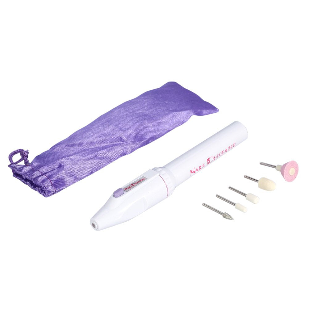 Electric Nail Grinder Polisher Manicure Set, Mini Nail Grinder Polisher kit Manicure Pedicure Machine Tool with 5Pcs Bits for Removing Dead Skin