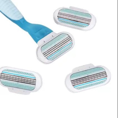 4 PCS Manual Shaving Women Razors Replaceable Blade Shaving Hair Remove Lady Safety Razor Head For 3 Layer-Blade Women's Razor Blade