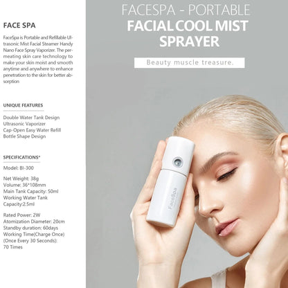 MIPOW Mini Portable Humidifier Nano Mister Rechargeable Facial Steamer Beauty Spray Hydrating Device