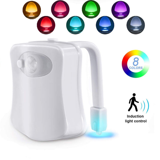 Motion Sensor Toilet Night Light Home Toilet Light Bathroom Body Motion Sensor Toilet Bowl Seat Light Lamp 8-Color Changes