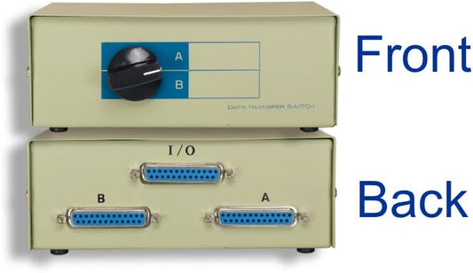2-Way Printer A/B DB25 Parallel Printer Rotary Switch Box, Metal (SB-001)