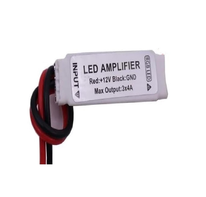 1 Pcs LED Strip Amplifier DC 5V–12V Signal Repeater Controller for RGB/RGBW/RGBCCT/RGBWW 5050/3528 LED Strip (4-Pin RGB 12V)