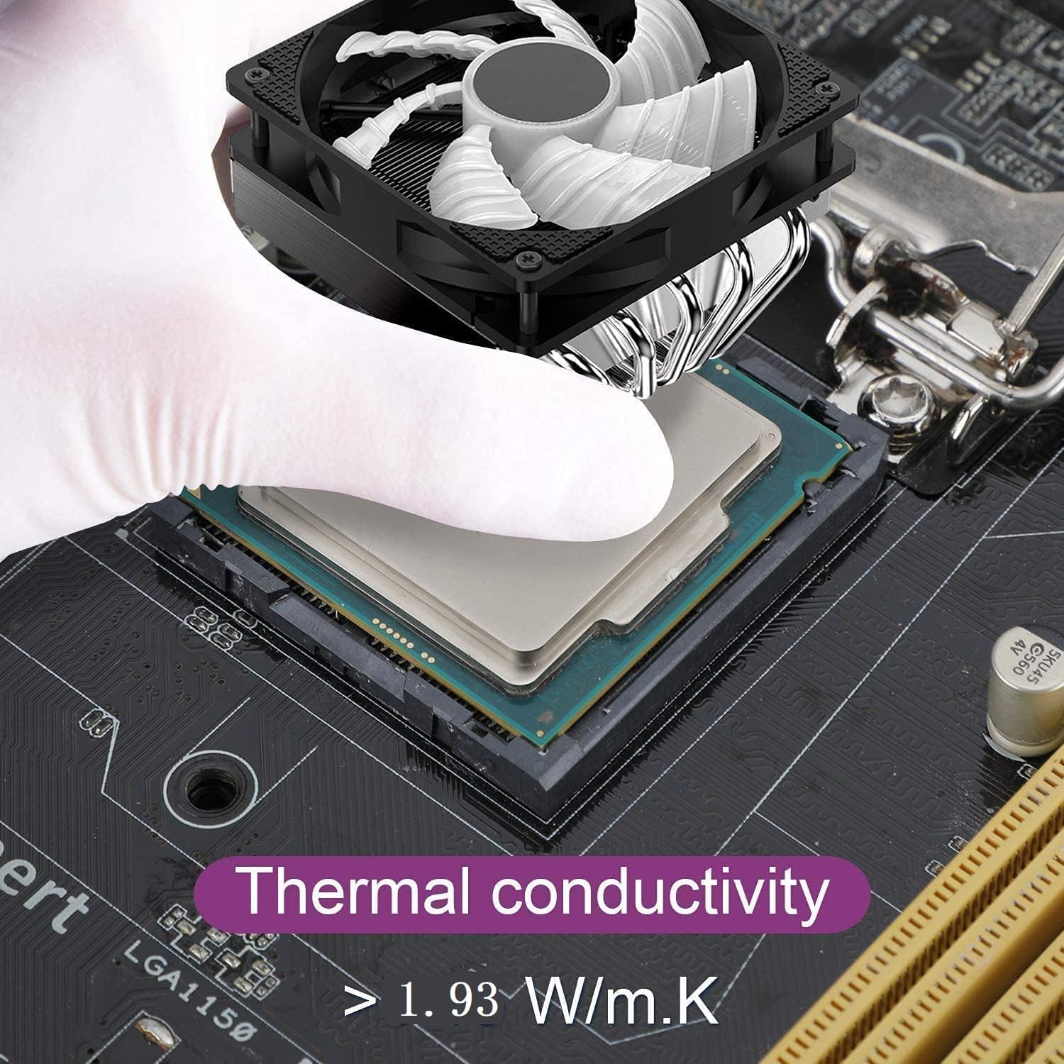Computer hardware component with thermal paste application on a circuit board