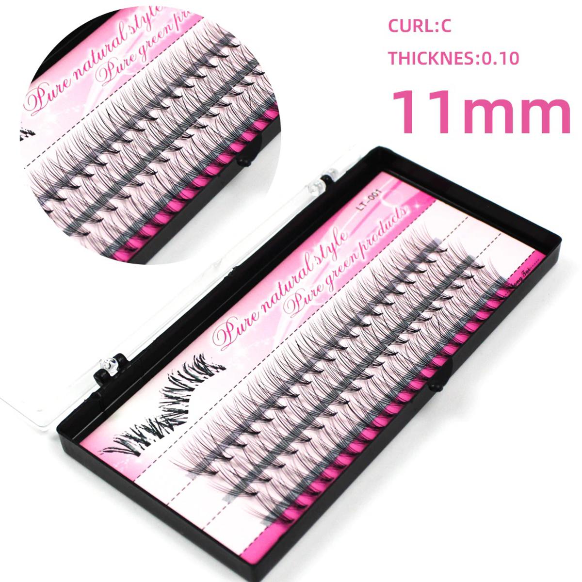 Eyelashes Pure Natural Style and Eye Lash Length 11mm Curl C , 10 D , Pure Green Products Making Up Tool