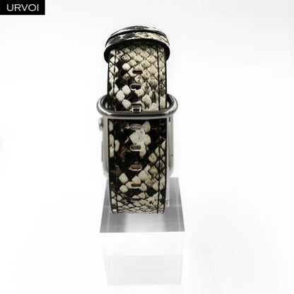 URVOI Leather band for Apple Watch series 10 9 8 7 6 SE 5 4 printing strap for iWatch 42mm-S10 38 40 41mm PU leather microfiber with python modern