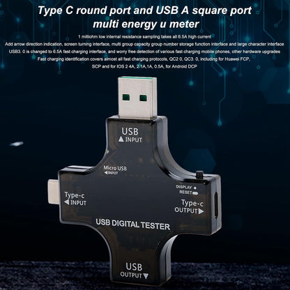 USB C Tester Multifunctional USB Safety Tester Voltage Meters USB 2 in 1 Type C Pd USB Power Current Voltage Meter Tester Voltmeter