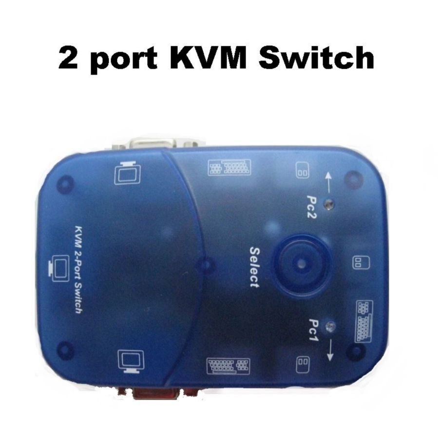 Branded Used KVM 2-Port Switch KVM-102-01 VGA PS/2 with Cables | Control 2 PCs with 1 Monitor, Keyboard & Mouse
