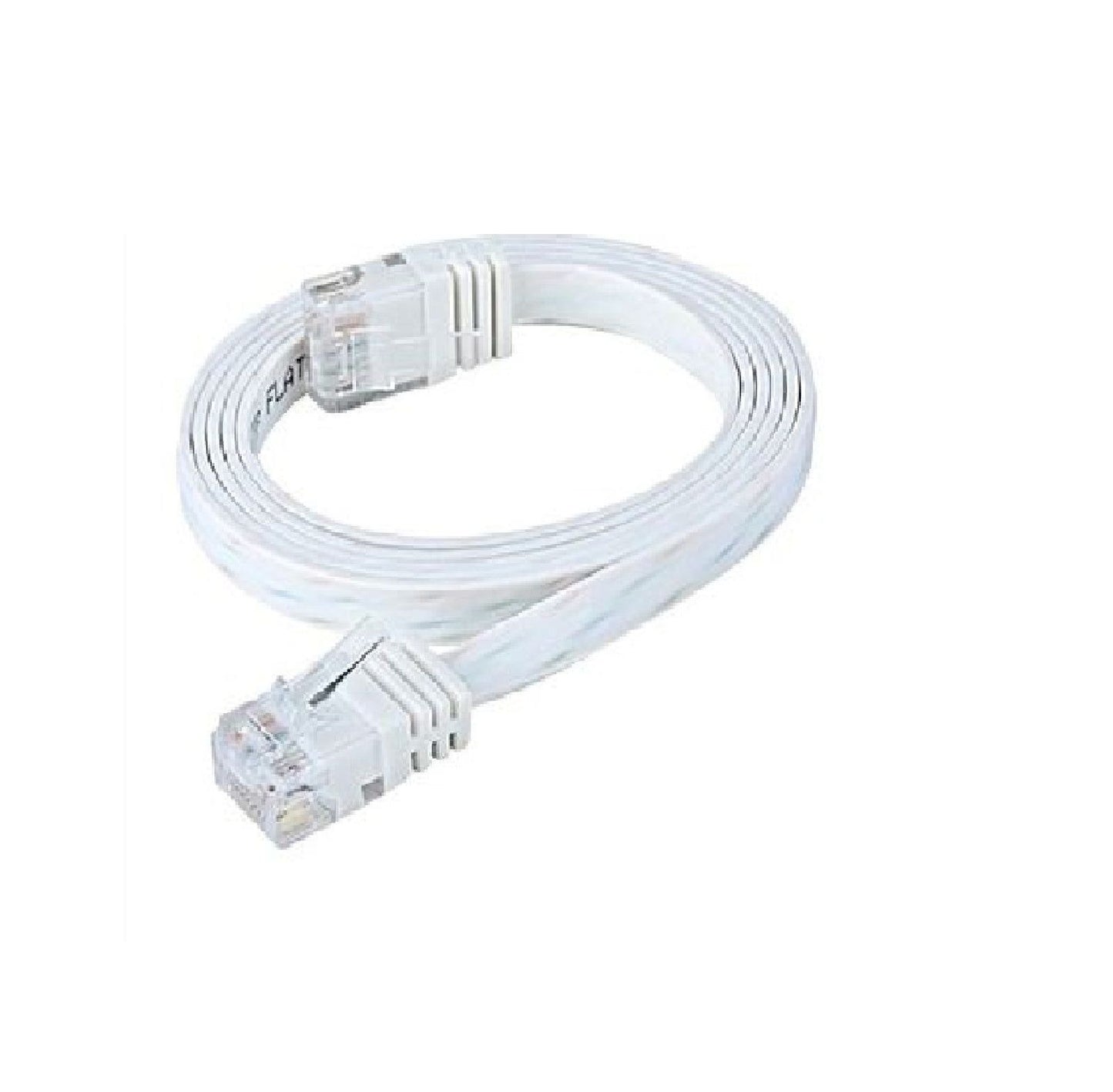 White Ultra Flat Cat6 Patch Cable – 1 ft High-Speed Ethernet LAN Lead, RJ45 Network Cord for PC, Router, Modem