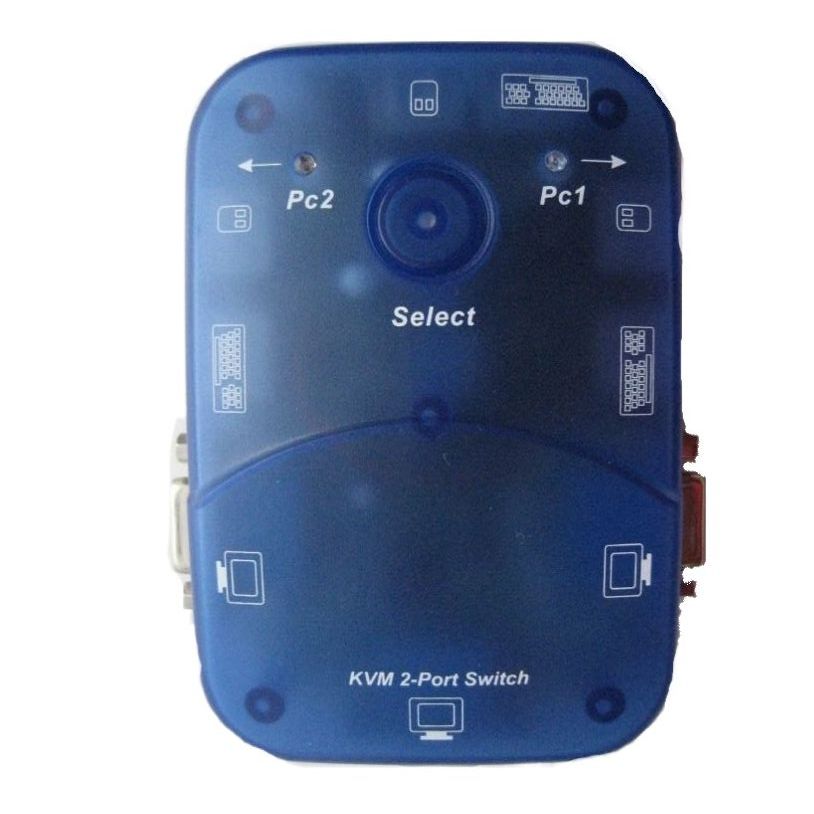 Branded Used KVM 2-Port Switch KVM-102-01 VGA PS/2 with Cables | Control 2 PCs with 1 Monitor, Keyboard & Mouse