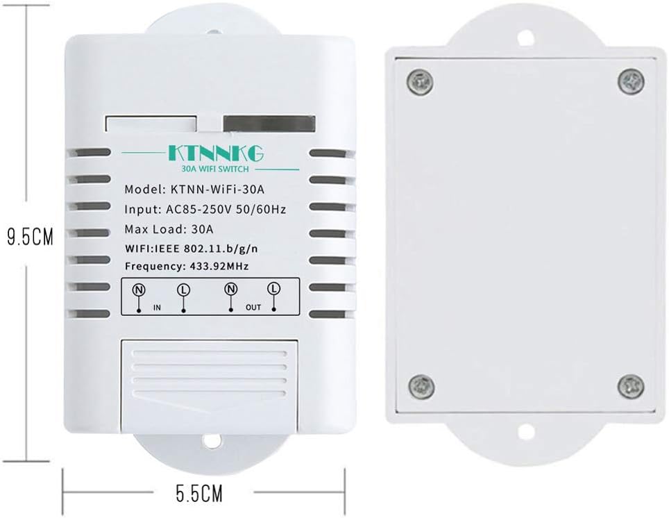 KTNNKG 30amps WiFi Switch for Garden Light, Pool Pump and Dust Collector,Support Remote Control,Compatible with Ewelink APP , Neutral Wire Required,110V 220V ac