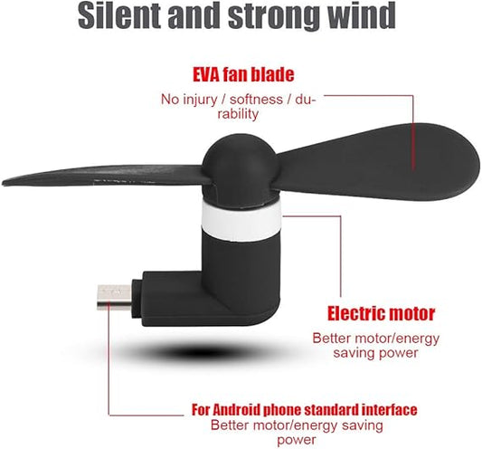 Mini Portable USB TYpe C  Fan, Small USB Fan, Outdoor Travel for AndroidOS Phones Bank Gifts