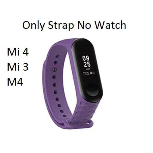 Diamond Pattern Rubber Bracelet Strap For Xiaomi Mi Band 3/4
