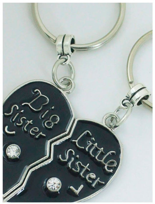 Big Sister Little Sister Love KeyRing 2 Pcs Metal keychain
