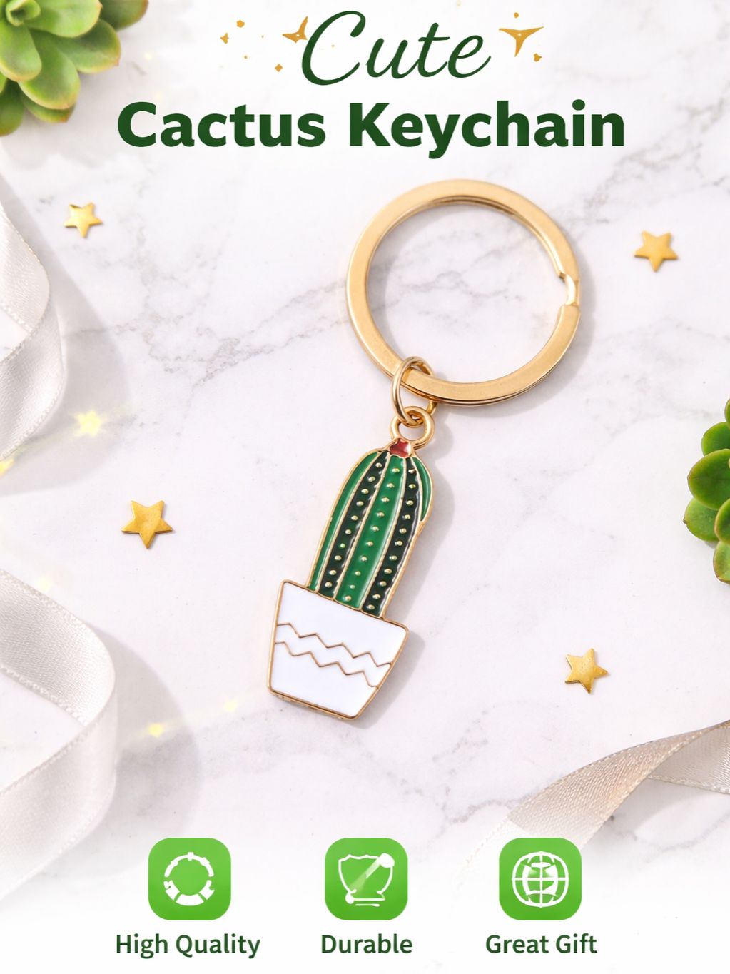 🌵 Lovely Cactus Key Chain – Cute Car Keychain Jewelry | Stylish & Durable