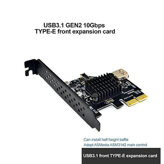 USB3.1 Gen2 Built-In 20-Pin Front Panel Connector Expansion Card 10 Gbits USB 2.0 PCI Express 3.0 X2 Adapter for Desktop Computers (ASM3142)