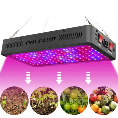Phlizon Upgraded 600W LED Grow Light with SMD LEDs For 2x2ft Aria Full Spectrum Plants Light Double Switch Grow Led for Indoor Veg and Flower