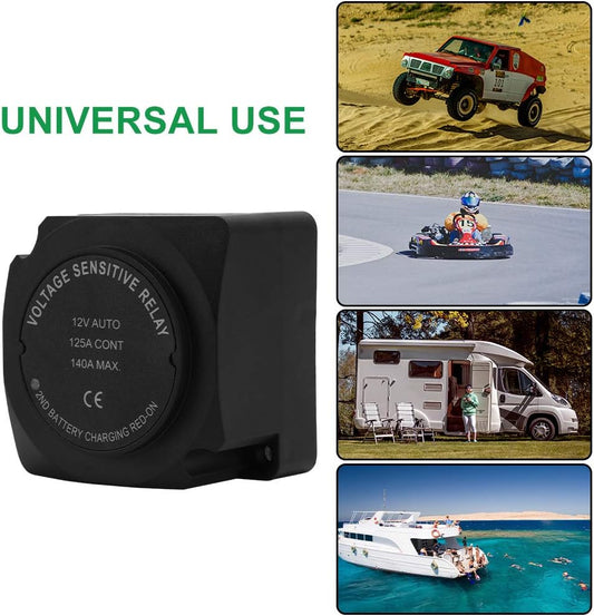 12V Dual Battery Isolator VSR/Voltage Sensitive Relay Waterproof Smart Battery Isolator for Car Boat Truck Pontoon Camper Van RZR UTV 12 Volt 140Amp