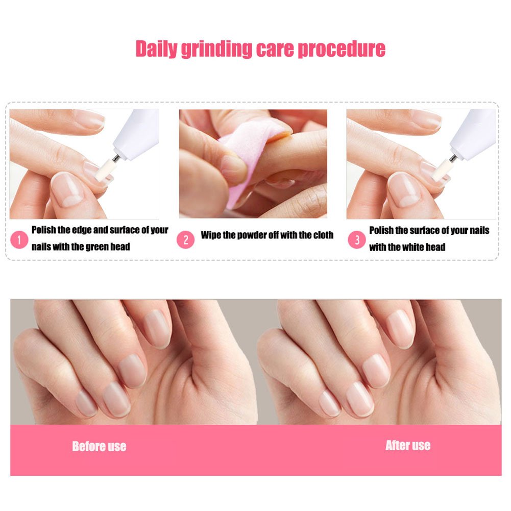 Electric Nail Grinder Polisher Manicure Set, Mini Nail Grinder Polisher kit Manicure Pedicure Machine Tool with 5Pcs Bits for Removing Dead Skin