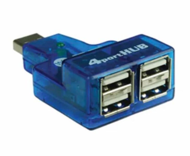 4 Port USB Hub with Data & Charging Power Input Option – Slim Compact Design | High-Speed USB 2.0 Hub for Laptop, PC & Mac