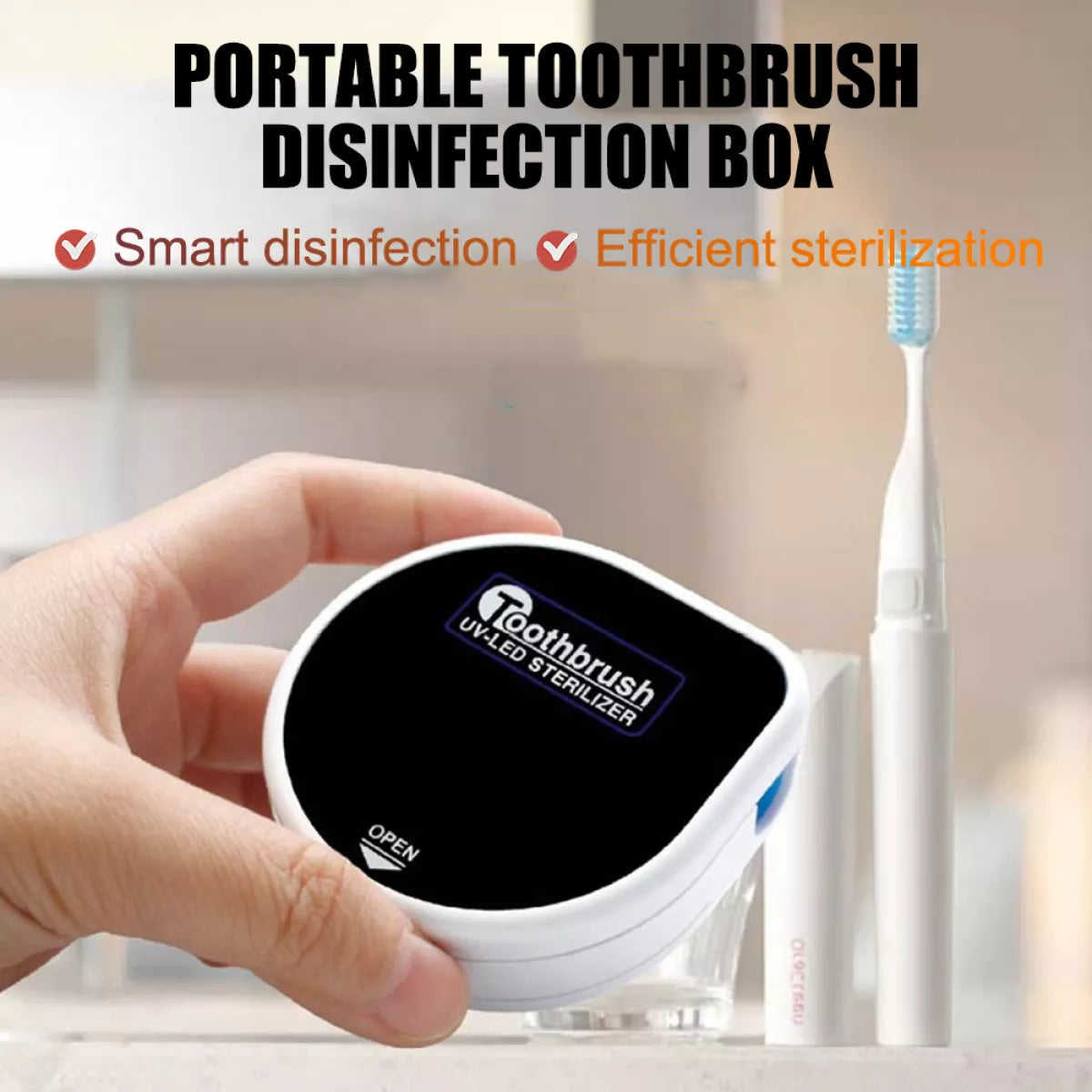 UV Toothbrush cover,Toothbrush sterilizer Case, Wall Mount Toothbrush Case Both Electric and Manual Toothbrushes, for Home and Travel (Black) EPA Est.NO.97123-CHN-1