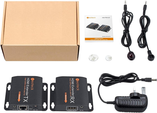 HDMI Extender Neoteck 50m HDMI Repeater with 2 Port HDMI Splitter Loop IR Remote 1080P Ethernet Network Extender over Single RJ45 Cat6 Cat7 Cables for PC DVD Sky HD Box PS3 Satellite Box