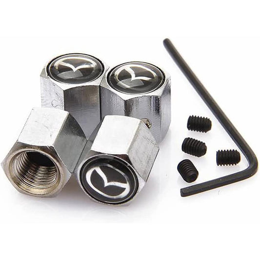 Silver 4pcs Universal Car Tire Valve Stem Caps Air Cover Fit Mazda Accessories
