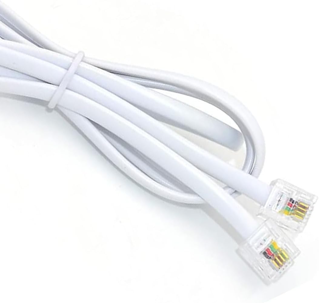RJ11 to RJ11 Telephone Line Extension Cable – Male to Male RJ11 6P4C Modular Plug Phone Cord for Landline Telephone & Fax Machine