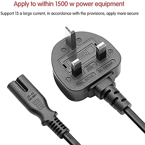 AC Power Cable – IEC C7 2‑Pin Universal UK Plug Mains Lead for PS4, Monitors, Smart TV, Printer & Computer