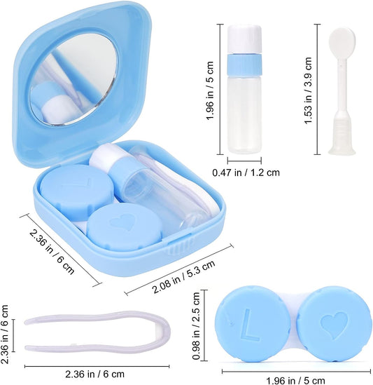 1x Contact Case Mini Square Contact Lens Mud Box Contact Lenses Plastic Travel Case Travel Kit Mirror w/ Bottle w/ Tweezers Container Box