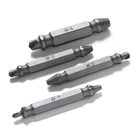 Damaged broken Screw Extractor universal disassembly tool reverse tap inner thread double-headed wire extractor Kit, Easily Remove Broken Screw Sandblasted 4PCS Bolt Extractor Set
