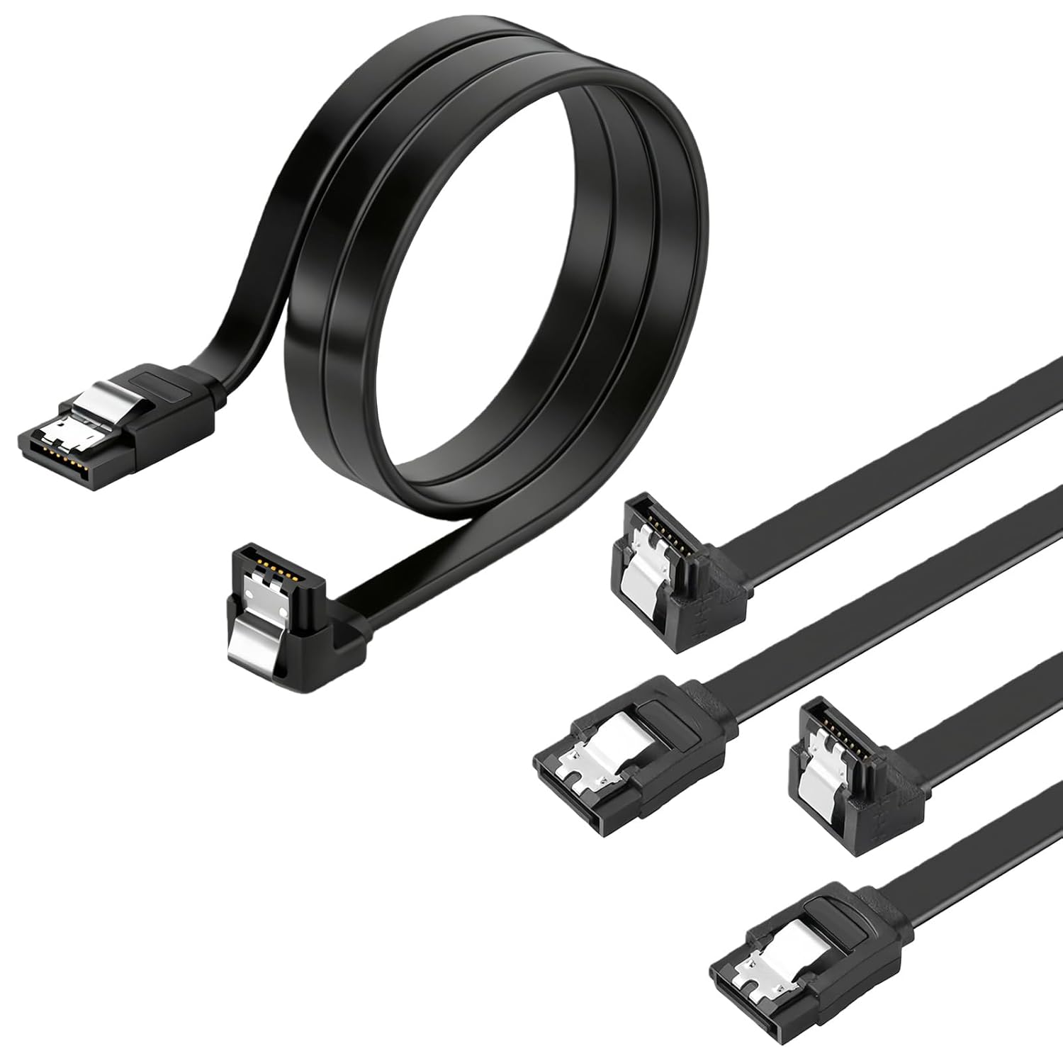 Brand New 1 PCS SATA Cable 6Gbps High Speed with Metal Lock – Right Angle Serial ATA Cable for SSD, HDD, CD/DVD Drives | Data Cable for PC, Gaming Desktop & Motherboard