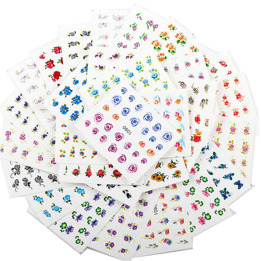 nail art 12 pcs water stikers multi all type flowers and all type butterfl4