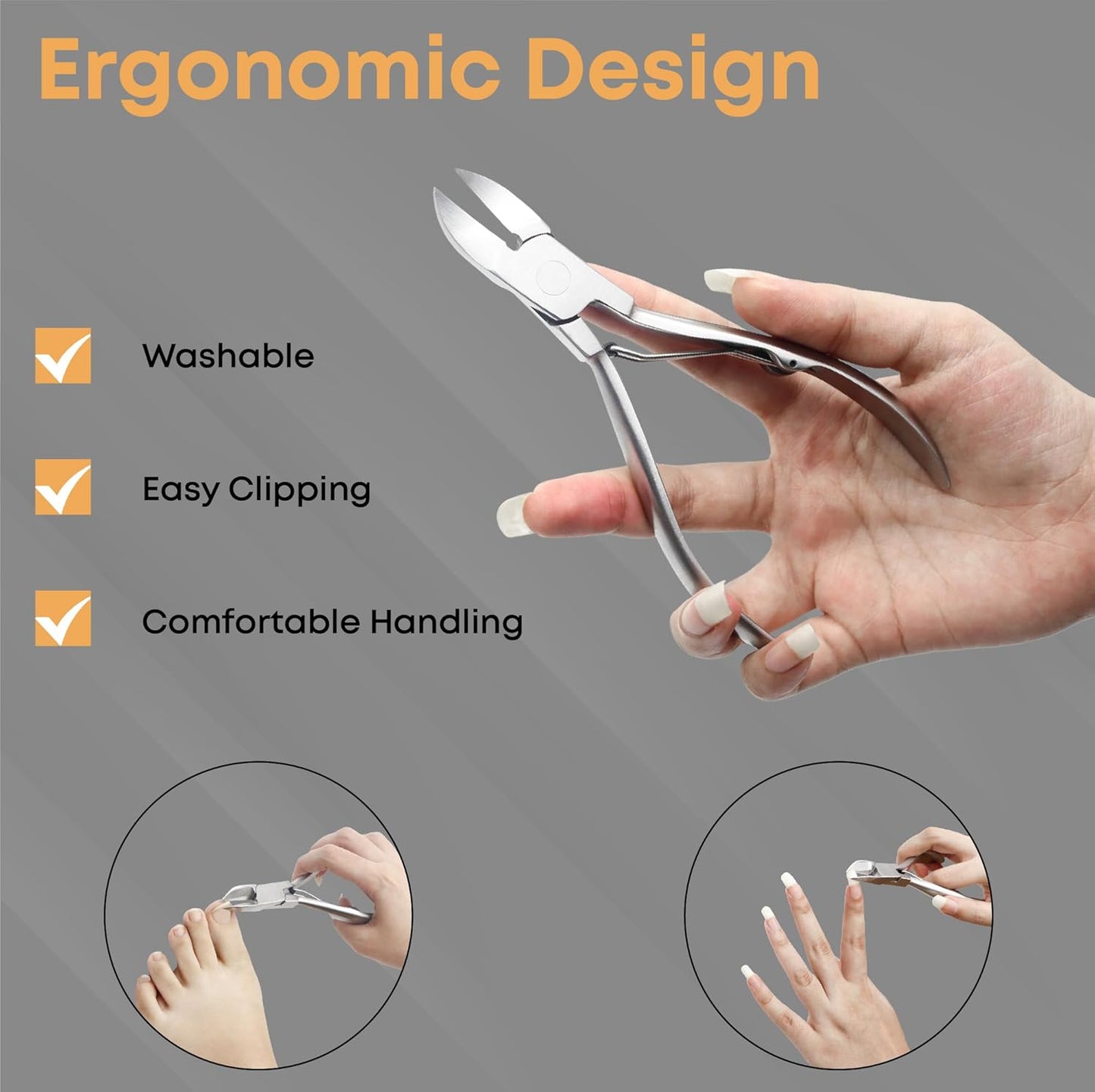 Professional Toenail Clipper for Thick & Ingrown Nails | Stainless Steel Precision Nail Cutter for Men & Women | Heavy Duty Sharp Toenail Clippers (1Pc)