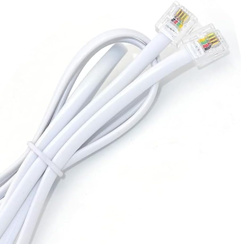 RJ11 to RJ11 Telephone Line Extension Cable – Male to Male RJ11 6P4C Modular Plug Phone Cord for Landline Telephone & Fax Machine
