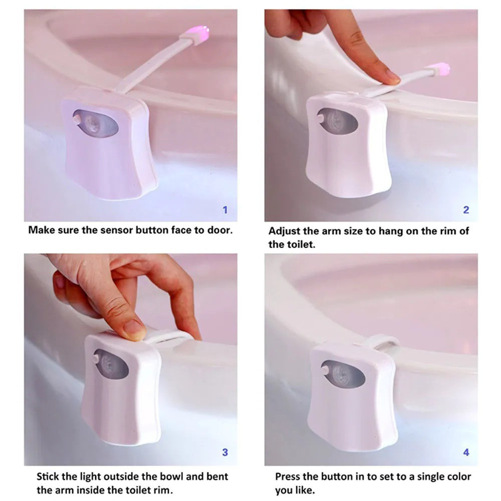 Motion Sensor Toilet Night Light Home Toilet Light Bathroom Body Motion Sensor Toilet Bowl Seat Light Lamp 8-Color Changes