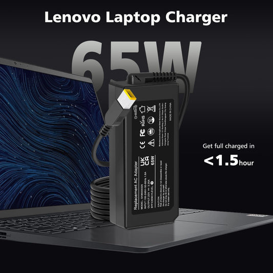 65W Lenovo ThinkPad Laptop Charger,  20V 3.25A 65W Replacement AC Adapter Power Supply for T430 T440 T450 T460 T560 E431 E440 E531 E540