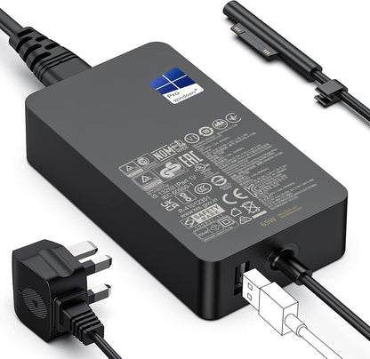 ⚡ Surface Pro Charger 65W (15V 4A) – Original Branded  Fast Power Supply Adapter | Compatible with Surface Pro 3 / 4 / 5 / 6 / 7 / 7+ / Surface Laptop / Surface Book | Magnetic Connector | Black