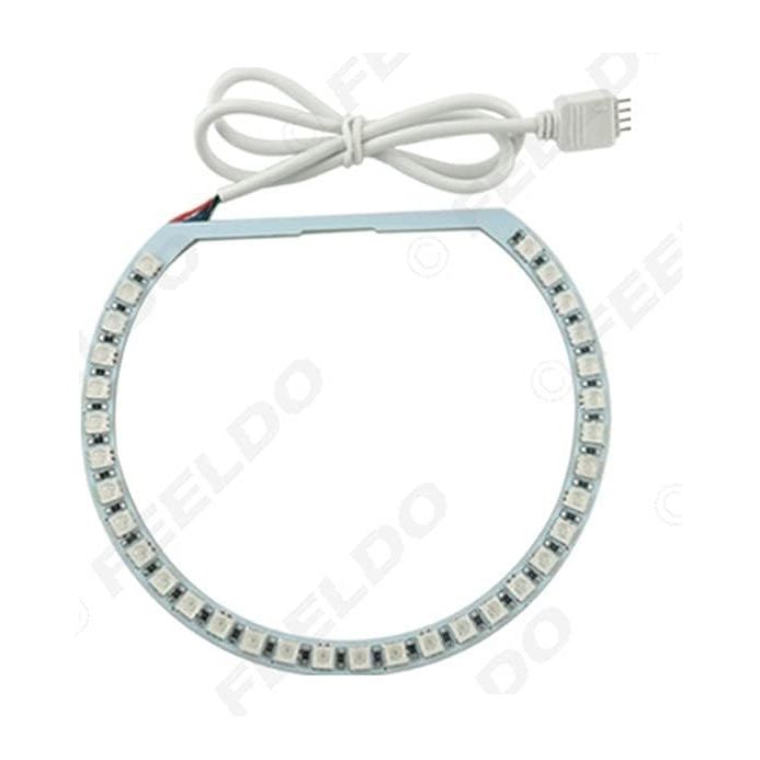 4 PCS 131MM RGB LED Angel Eye Halo Rings for BMW E46 E38 E39 3/5/7 Series – 5050 SMD Multi-Color Headlight Kit with IR Remote Control (16 Colors)