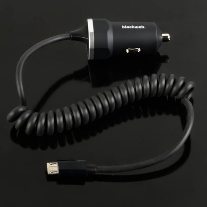 Car Charger With Coiled Micro-Usb Cable, 3.1 Amp input DC 12v 24v out put DC 5v 3.1Amp Coil Cable 30CM Micro USB FIX Cable  1 USB Extra Port