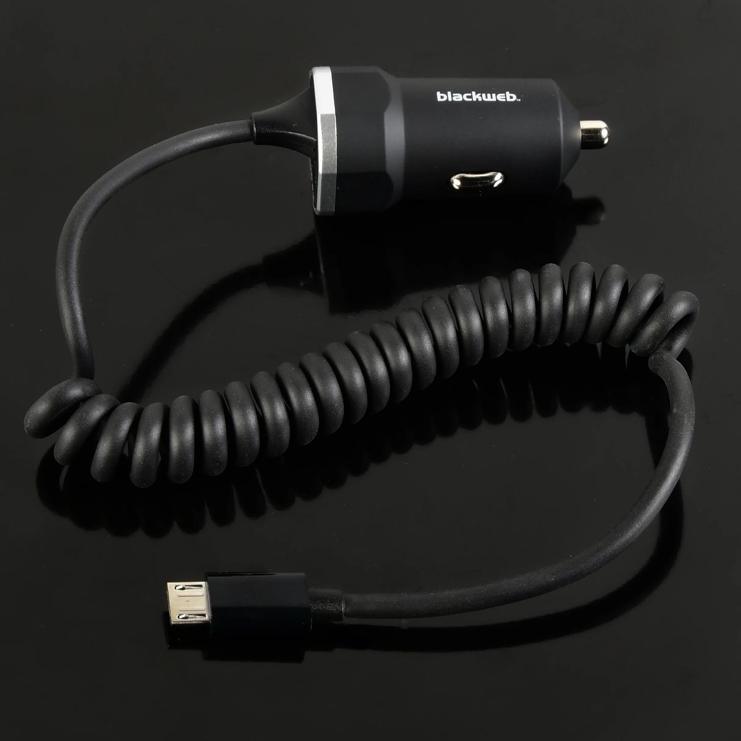 Car Charger With Coiled Micro-Usb Cable, 3.1 Amp input DC 12v 24v out put DC 5v 3.1Amp Coil Cable 30CM Micro USB FIX Cable  1 USB Extra Port