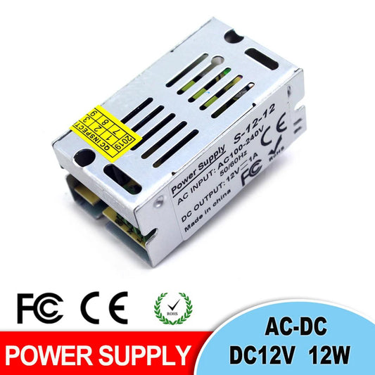 POWER SUPPLY S-12-12 12W 12V 1A IRON SHELL DRIVER LED LIGHT STRIP LIGHTING MONITOR POWER SUPPLY