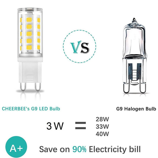 G9 LED Light Bulb 3W Cool White 6000K Equivalent to 40W Halogen Bulbs, Pin Base G9, AC220-240V, 360°Beam Angle, Dimmable, 1 Pack, A One World Energy Saving lamp life 30000h