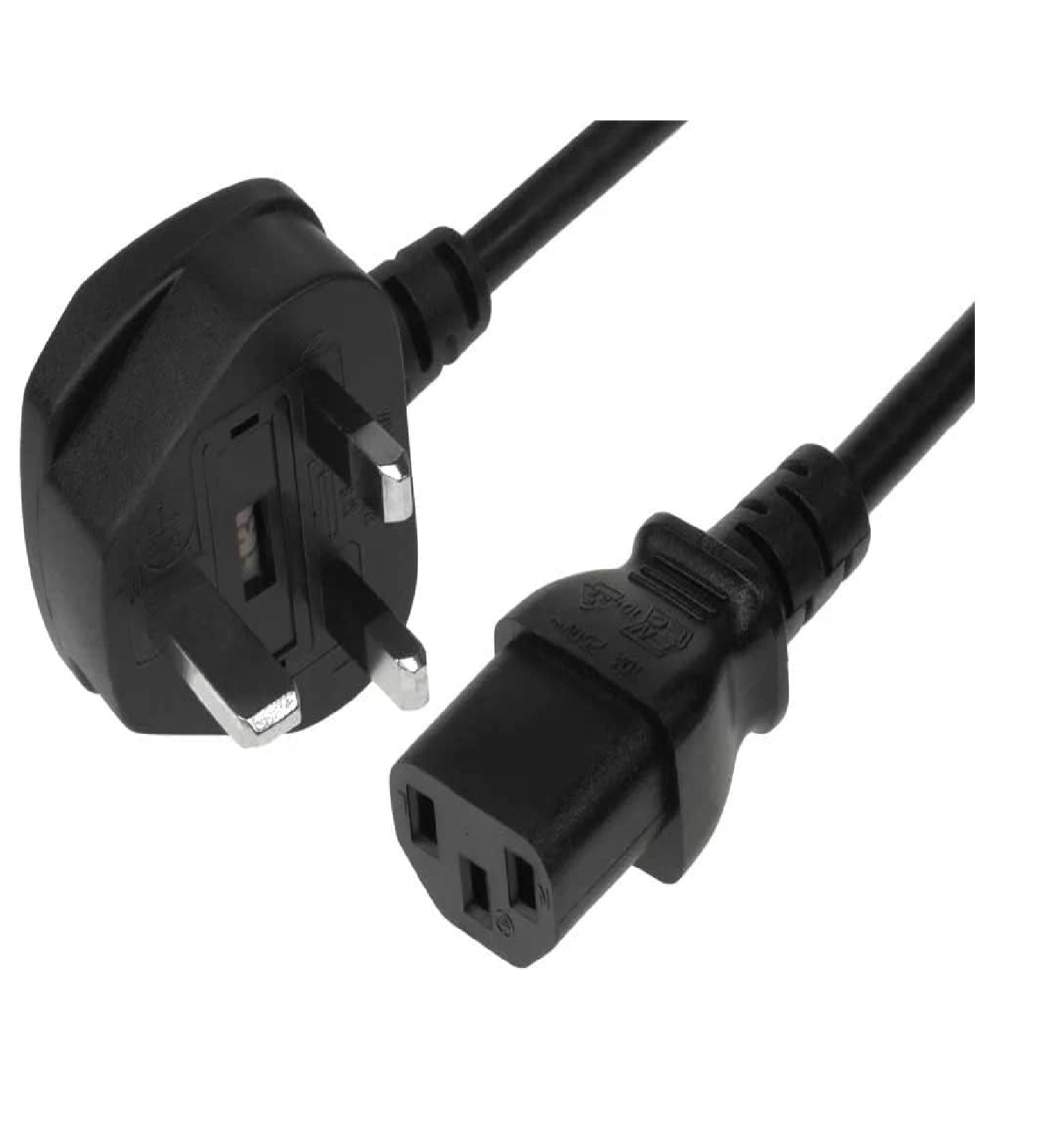 1.5Ft  3-Pin Desktop Power CableBlack & White – Power Cord for PC, Monitor, Printer, UPS & Electronic Devices