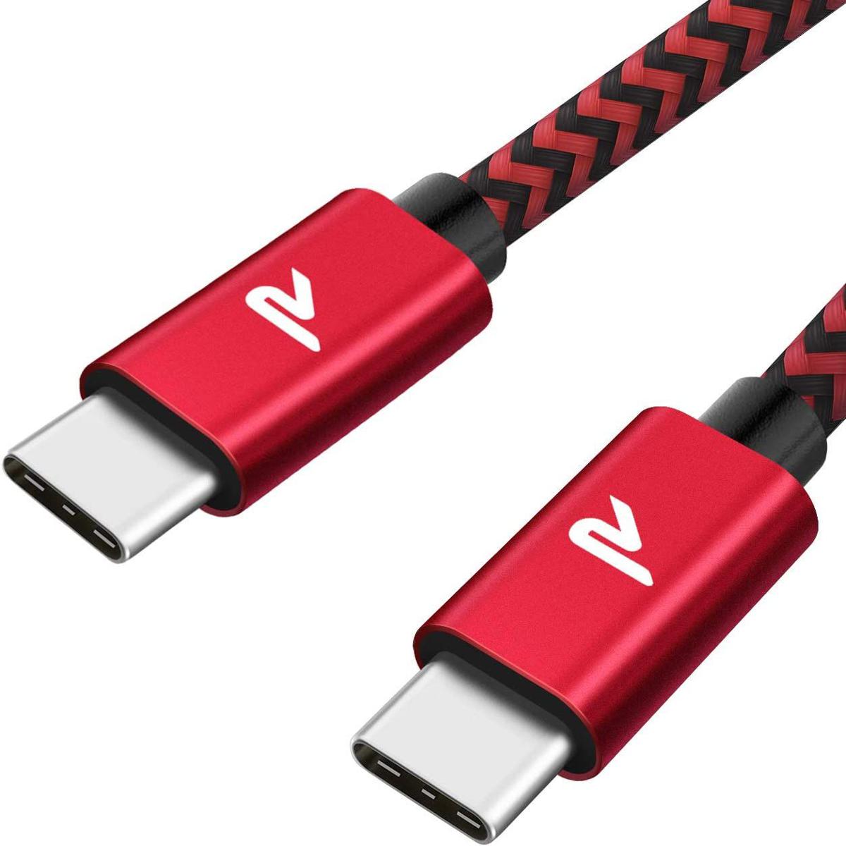 RAMPOW 60W USB C to Type-C Cable USB Type C Cable, 6.7 ft (2 m), Red, Convenient to Carry, PD3.0 & QC3.0 Ultra Fast Charging, 60 W/3A Charging, High Speed Data Transfer, Heavy Duty Nylon, USB C Cable