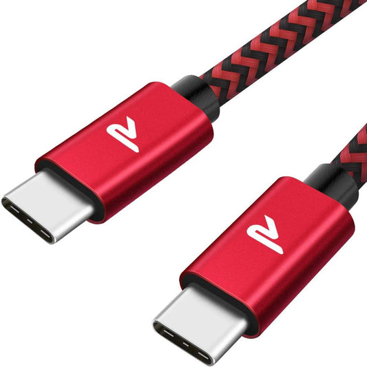 RAMPOW 60W USB C to Type-C Cable USB Type C Cable, 6.7 ft (2 m), Red, Convenient to Carry, PD3.0 & QC3.0 Ultra Fast Charging, 60 W/3A Charging, High Speed Data Transfer, Heavy Duty Nylon, USB C Cable