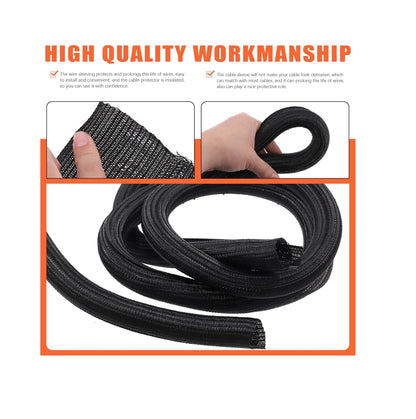 Protective Fabric Cable Sleeve for Wire Management – Expandable Braided Cord Protector for USB, Power & Computer Cables